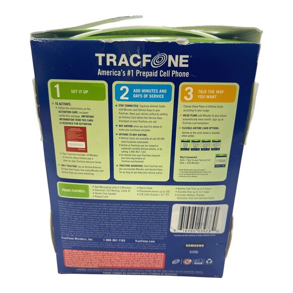 Tracfone Samsung S125G 2G Phone Open Box Box Headset Case Charger Hands Free - Picture 2 of 3